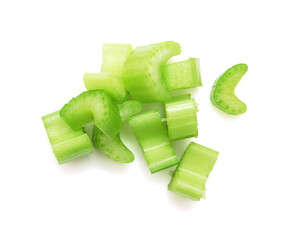 Chopped celery isolated on white 