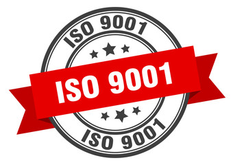 iso 9001 label sign. round stamp. band. ribbon