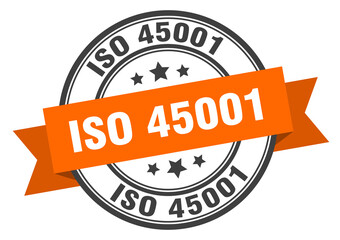 iso 45001 label sign. round stamp. band. ribbon