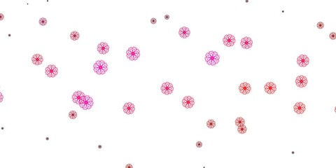 Light Pink vector doodle pattern with flowers.