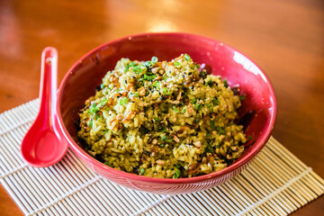 Quinoa, rice, with vegetables. Asian food.