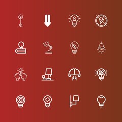 Editable 16 lightbulb icons for web and mobile