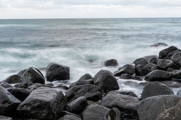Slow shutter of rocks on Burleigh headland