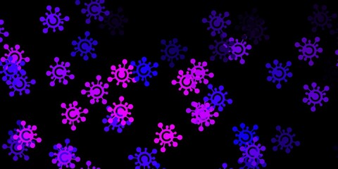 Fototapeta na wymiar Dark purple vector backdrop with virus symbols.