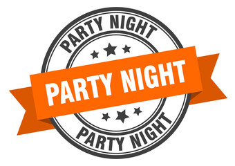 party night label sign. round stamp. band. ribbon