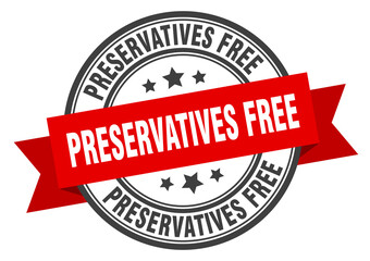preservatives free label sign. round stamp. band. ribbon