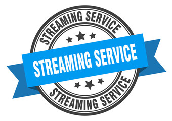 Fototapeta premium streaming service label sign. round stamp. band. ribbon