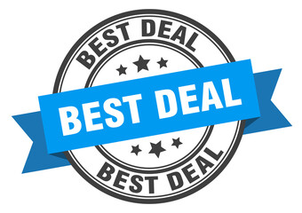 Fototapeta premium best deal label sign. round stamp. band. ribbon