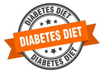 diabetes diet label sign. round stamp. band. ribbon