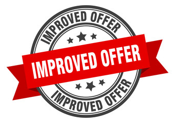 Fototapeta premium improved offer label sign. round stamp. band. ribbon