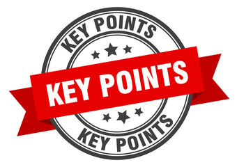 key points label sign. round stamp. band. ribbon