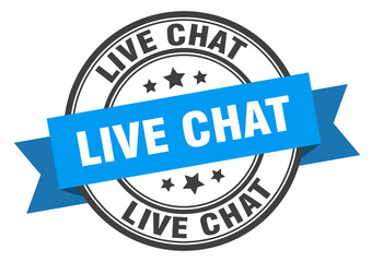 live chat label sign. round stamp. band. ribbon