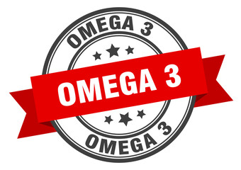 omega 3 label sign. round stamp. band. ribbon