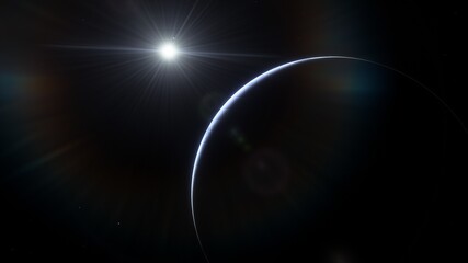 alien planet in space, science fiction landscape, 3d render