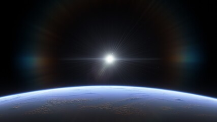 alien planet in space, science fiction landscape, 3d render