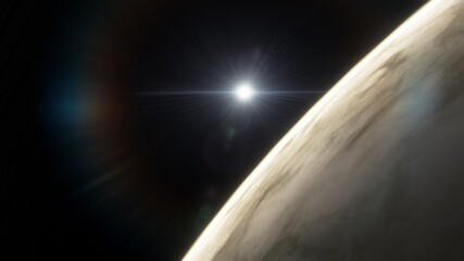 alien planet in space, science fiction landscape, 3d render