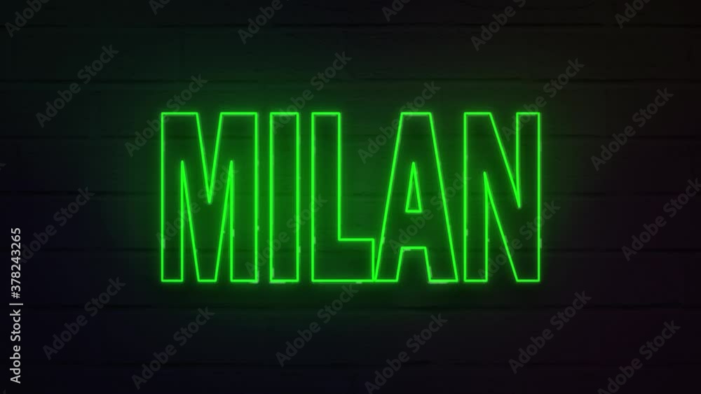 Canvas Prints realistic neon written milan for decoration and covering on the wall background.