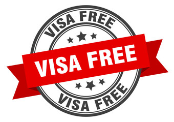 visa free label sign. round stamp. band. ribbon