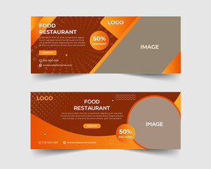 Food and Restaurant sale offer social media cover page, cover timeline web ad banner template Vector illustration