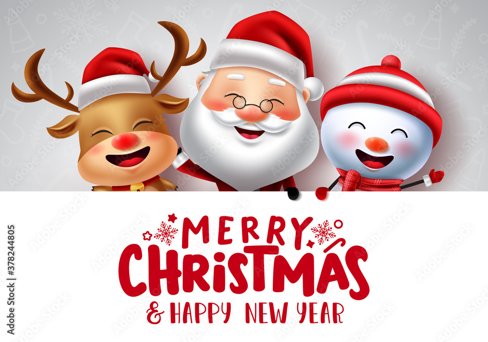Canvas Prints christmas characters vector banner template. merry christmas text in white empty space for messages 