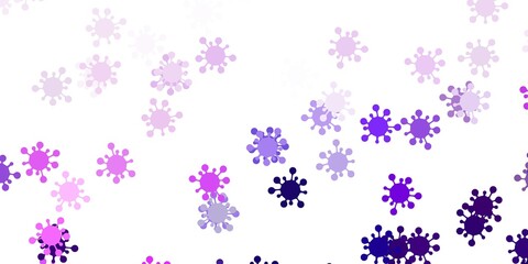 Light purple, pink vector texture with disease symbols.