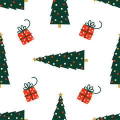 Christmas tree and gifts. Vector illustration EPS