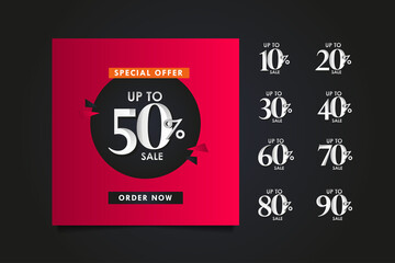 Discount up to 50% off Special Offer, Order Now Vector Template Design Illustration