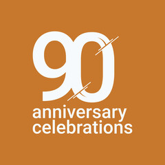 90 Years Anniversary Celebrations Vector Template Design Illustration