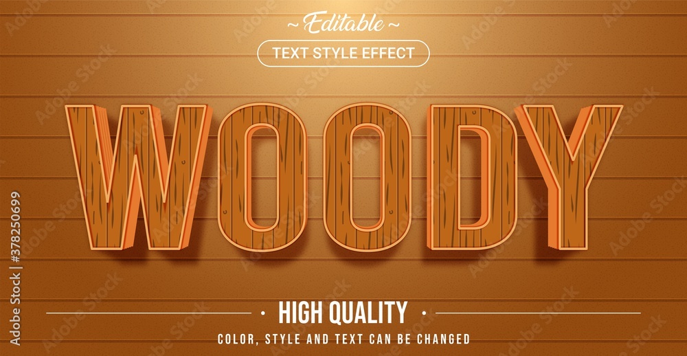 Poster editable text style effect - wood theme style.
