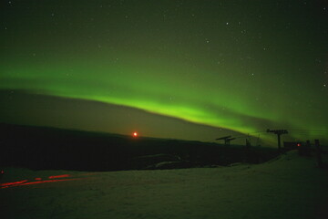 アメリカ、アラスカのフェアバンクス、９月のオーロラ