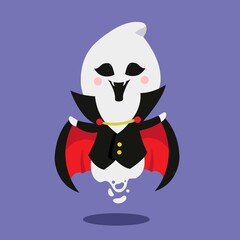 Cute Hand Drawn Cartoon Character Funny Ghost. Good to use for Fantasy or Halloween Content. Suitable for Children Kids Book, Mascot, Character, Cards, Sticker, T-Shirt. Flat Design Illustration.