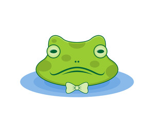 Frog head with butterfly tie