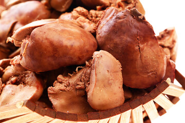 Chicken liver on a white background