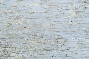 The texture of an old surface covered with white paint, cracked and peeling from time.