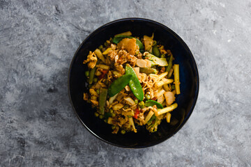 plant-based food, vegan stir fry with plant-based protein