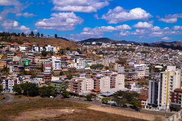 Fototapeta na wymiar background and skyline of a city in the mountains