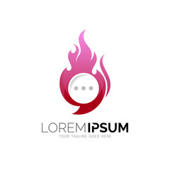 Fire and chat logo combination, Abstract logo template