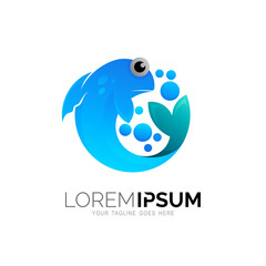 Fish logo template. Fresh seafood logo template design. Vector illustration, Tuna. Salmon. Seafood restaurant.