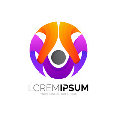 Abstract people logo with circle design , Colorful logos