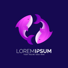 whale logo, logo of two whales swimming in a circle