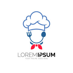 Chef logo with line design vector, restaurant icon