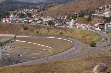 background and skyline of a city in the mountains