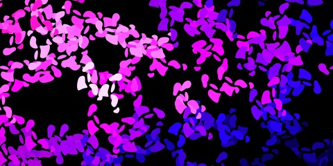 Dark purple, pink vector backdrop with chaotic shapes.
