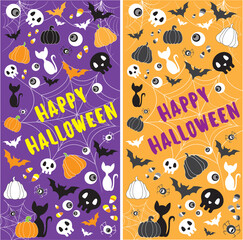 Halloween Seamless Background Set