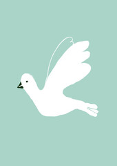 white dove hand drawn illustration,art wall inspiration