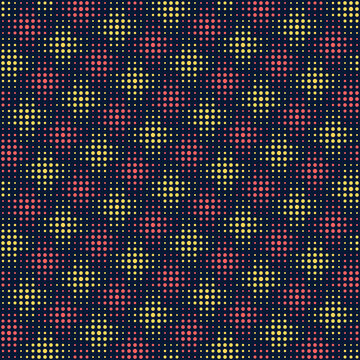 vector seamless pattern. dotted repetitive background. fabric swatch. wrapping paper. continuous print. geometric shapes. design element for decor, apparel, phone case, textile. blue red yellow image