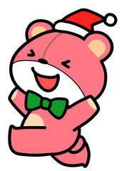 サンタ帽子をかぶったクマのぬいぐるみ