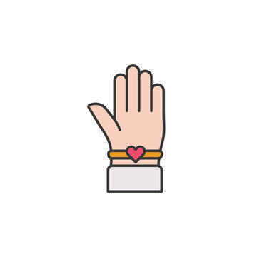 hand best friends bracelet outline icon. Elements of friendship line icon. Signs, symbols and vectors can be used for web, logo, mobile app, UI, UX on white background