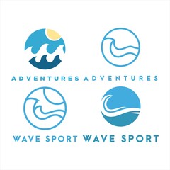 wave logo and adventure logo  icon and template