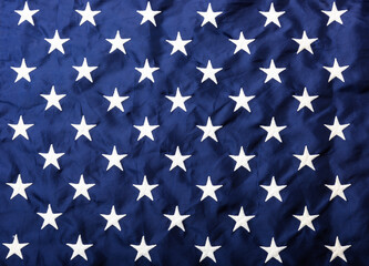 Full frame of white stars on blue of the America United States flag, symbolizing background for use, Veterans or Independence day concept